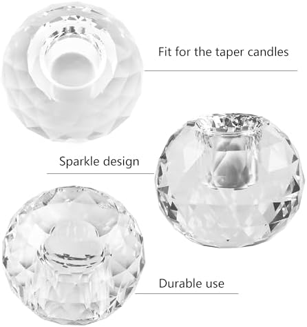 Kitcom Crystal Taper Candle Holders Multiple Faceted Designed Hand Cut Crystal Holders Wedding Banquet Decorations for Home W2.4xH1.8Inches Pack of 2, Comes with Gift Box - Image 6