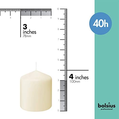 BOLSIUS 6 Ivory Pillar Candles Bulk - 3x4 Inches Candle Set - 40+ Hours Clean Burning - No Palm Oil - 0% Animal Fat - Premium European Quality - Unscented Dripless Restaurant Pillars - Image 2