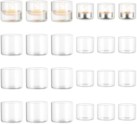 Romadedi Clear Glass Votive Tealight Candle Holders, 24 Packs by ROMADEDI