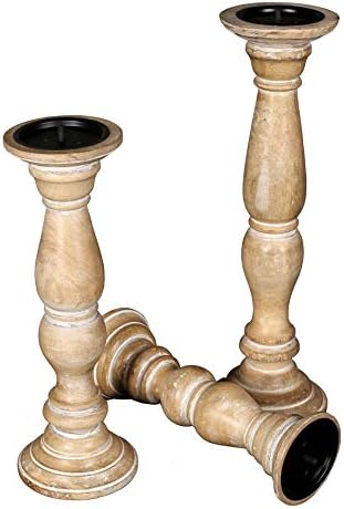Rustic Candle Holder Set of 3 – 10", 8", 6" – Burnt Finish Wooden Pillar Stands for Wedding, Party, Home Décor, Spa – Country Style Gift for Table Centerpiece - Image 4