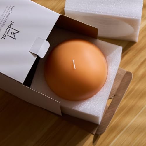 MOZEAL Hand-Poured, 6 Inch Peach Fuzz Large Round Ball Candles - Elegant Peach Fuzz Round Pillar Candles, Dripless, Unscented, Smokeless, Ideal for Summer Parties. - Image 6