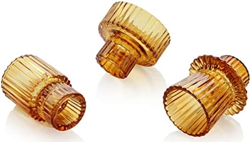 Vixdonos Taper Glass Candlestick Holders Tealight Candle Holders for Table Centerpieces, Wedding Decor and Dinner Party (6 Pcs, Amber) - Image 3