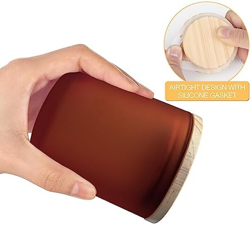 SHOWIN 8 OZ Thick Candle Jars for Making Candles 15 Pcs, Empty Amber Jars with Wood Lids for Candle Making, Sample Container, Frosted Brown - Image 3