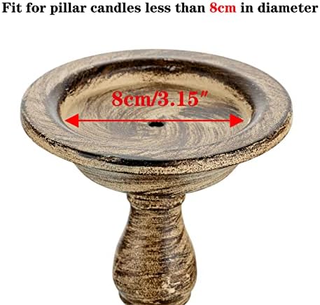 Sziqiqi Vintage Pillar Candle Holders Distressed Metal Candleholder Set - Image 5