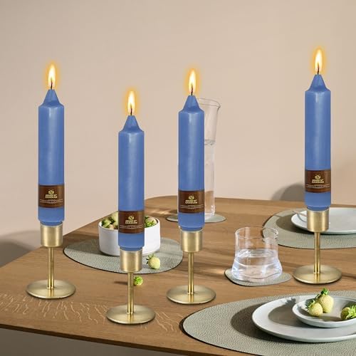 NJAO HOO Dark Blue Short Taper Candle 7 Inch Candlesticks Unscented Dripless Tapered Candle Set for Home Decor Wedding Party Dinner Candles, 4 Pack - Image 4