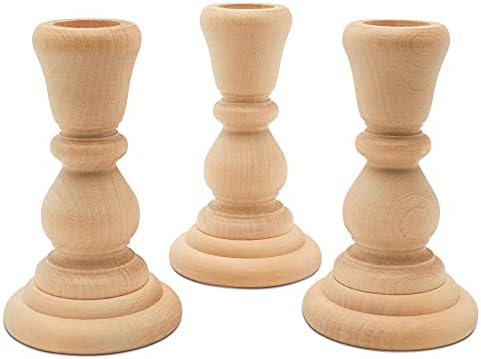 Mini Wood Candle Holders, 4 Inch Wooden Candlestick Holders with 7/8 Inch Hole, Set of 25 Unfinished Wooden Candle Holders, Farmhouse Rustic Candle Holder for Crafts, Decorating and Painting - Image 4