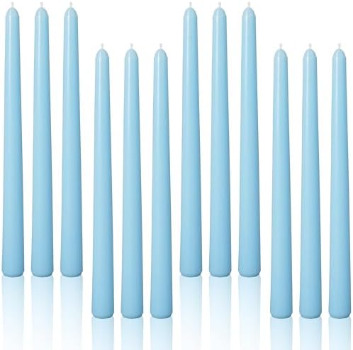 Viyffo Taper Candles, 10 Inch, 12 Pack, Sky Blue – Unscented, Smokeless by Viyffo