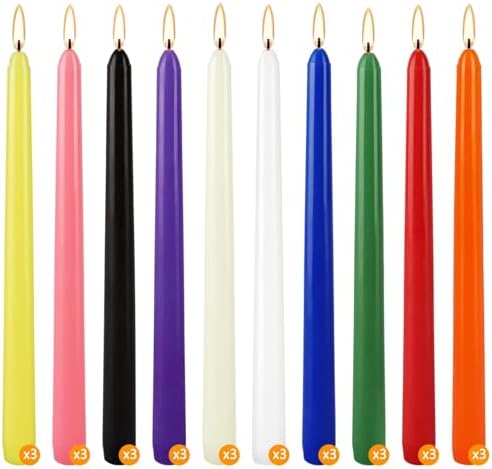 30-Pack 10-Color Taper Candles - 10 Inch Dripless & 10-Hour Burn｜Wedding/Birthday/Home Decor with Premium Wax - Image 3