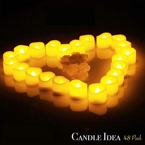 48 PCS LED Flameless Flickering Tea Lights Votive Candle Battery Operated/Electric Flicker LED Tealight Bulk Fake Candles for Halloween Christmas Wedding Party Decorations (Warm White) - Image 4