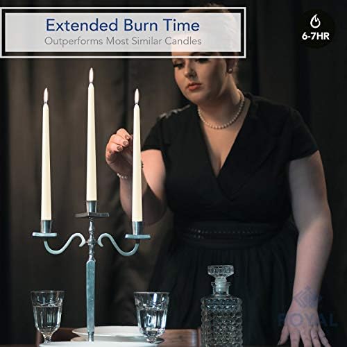 Royal Imports Unscented Taper Candles, Elegant Premium Quality, Dripless & Smokeless, Hand-Dipped Dinner Candles for Wedding, Holiday, Home Decor - 7 Hour Burn Time - Set of 12 (10 Inch, Ivory) - Image 5