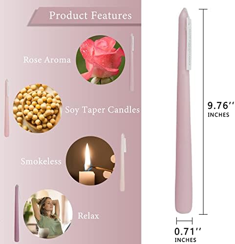 Up to 8 Hour Romantic Rose Scent Candles - Gradient Color Taper Candles - Pink Long Candlesticks for Wedding Festive Dinner Decor, Up to 8 Hour, 4 Pack - Image 4