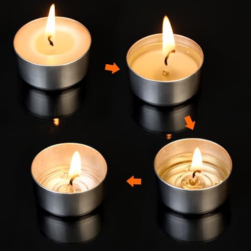 50PCS Beeswax Tealight Candles, Cream White, Aluminum Cups, 4H Burn - Image 4