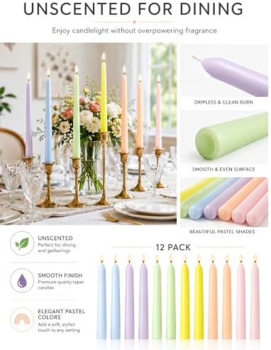 Pastel Unscented Taper Candles for Spring Easter Home Table Decor - Image 3