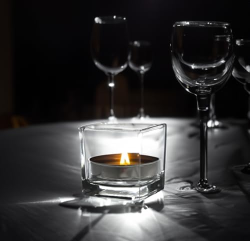WGV 2 Inch Tea Light Votive Candle Holder, Clear, Square Cube 2”x2”, Small Tiny, Home Décor, Table Top, 1 Pc - Image 4