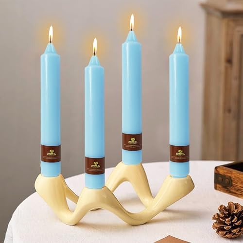 Blue Taper Candles 9 inch - 4 Pack Fat Candle Taper Candles Dripless, Smokeless, Unscented Hand Poured Tall Candlesticks - Perfect for Home Decor, Weddings, and Special Occasions - Image 2