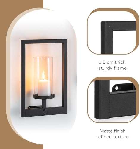 Black Candle Sconces Wall Decor: Set of 2 Wall Candle Holder - Image 6