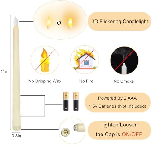 25 Pack Flameless Taper Candles, Flickering LED Candlesticks, No Batteries - Image 2