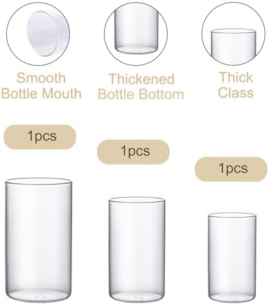 PHOSPHOR Hurricane Candle HoldersFor Pillar Candle Clear Glass Cylinder Centerpieces Vases Table Decoration Centerpiece Floral Room Decor Clear Seeded Bubbles Living Dining Kitchen 3 Pieces - Image 7