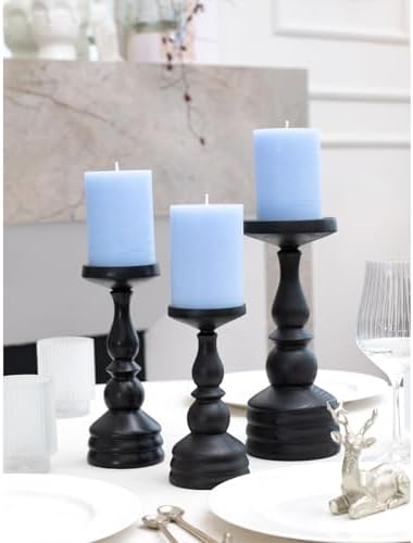 CANDWAX 3x4 inch Pillar Candles Set of 3 – Unscented Dripless Rustic Light Blue Candles for Decor, Centerpieces, Gender Reveal Party - Image 4