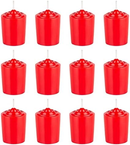 Mega Candles 12 pcs Unscented Red Votive Candles, Hand Poured Wax Candle 15 Hours 1.5 Inch x 2.25 Inch, Home Décor, Wedding Receptions, Centerpieces, Occasions, Events, Festivities, Meditations by MEGA+CANDLES