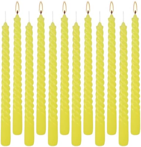 12 Pack 10 inch Yellow Spiral Taper Candles - Dripless, Smokeless, Unscented - 7 Hours Long Burning - Spiral Tall Candlesticks - Perfect for Home Decor, Weddings,Halloween, and Special Occasions. - Image 3