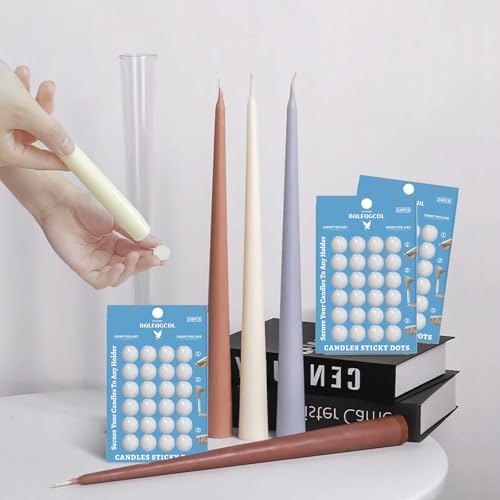 Taper Candles Sticky Dots - White Candle Wax Dots -Taper Candle Waxed Adhesive - Secure Your Candles to Any Holder (72Pack) - Image 2
