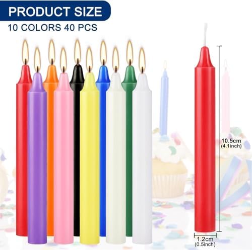 Howemon 40 Pack Assorted Color Spell Chime Candles, 4 Inch Mini Taper Candles for for Home Decor Kitchen Decor Wedding Decoration-10 Colours - Image 2