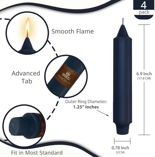 NJAO HOO Candlesticks Short Taper Candles, Unscented Candle Sticks Straight Dinner Candle Set for Home Decor Weddings Halloween Festive Seasons Holiday, Set of 4,Indigo 7 Inch - Image 3