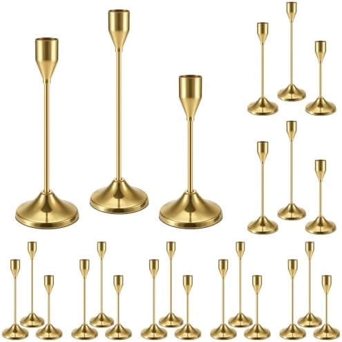 24PCS Brass Gold Candlestick Holders, Metal Taper Candle Holders by Ovveroche