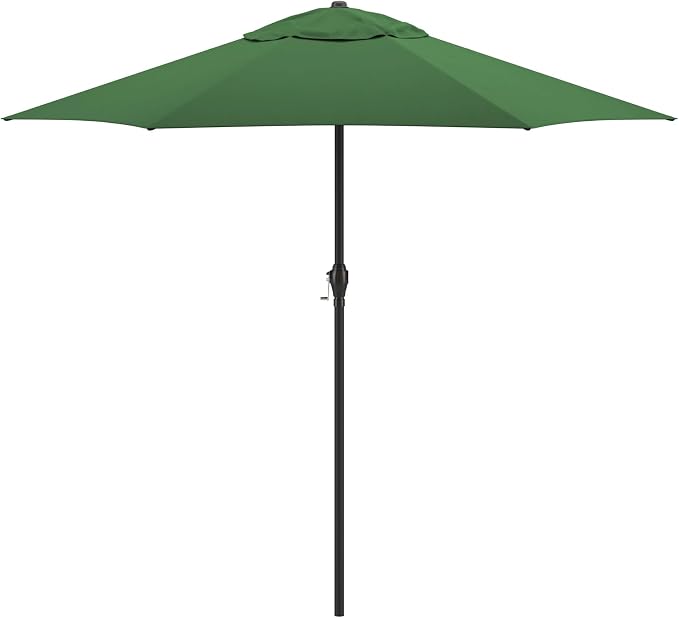 Sunline 9 ft Patio Umbrella with Crank & Push Button Tilt, Outdoor Market Umbrella with UV Protection & Wind Vent, Metal Frame for Deck, Pool & Table, Hunter Green