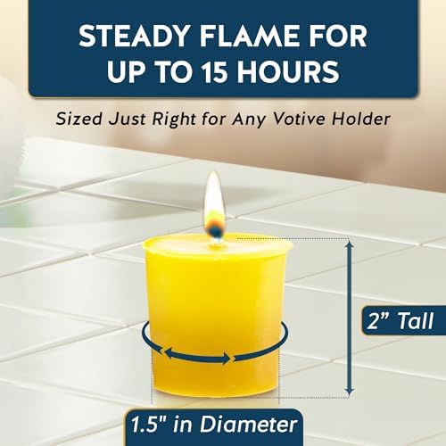 Alternative Imagination 100% Pure Natural Beeswax Votive Candles - 4 Pack - Hand-Poured - Unscented- Light Honey Aroma - 15 Hour Burn - Paraffin-Free, Long Lasting for Prayer, Meditation & Home Decor - Image 3
