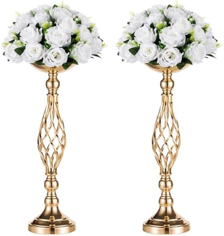 NUPTIO Gold Centerpiece Stand for Table, Twist Style, 20.5" Tall, 2 Pcs by Nuptio