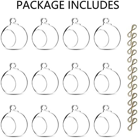 Nuptio 12 Pcs Hanging Tea Light Candle Holders Mini Glass Candle Holder 2.36" Diameter Baubles Globe Garden Ornament, Tealight Holders for Christmas Halloween Wedding Party Decorations for Reception - Image 7