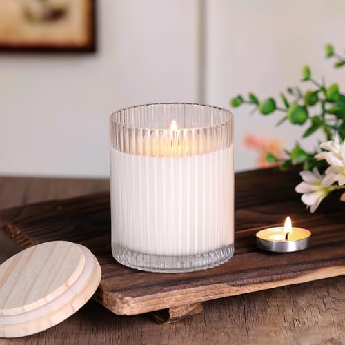 Clear Candle Jars with Lids, 8-Pack 12oz Ribbed Glass Candle Containers - Image 3