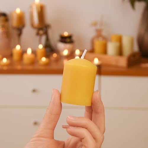 8PCS Pure Beeswax Votive Candles, Mini Pillar, 9H Burn, Self-Standing - Image 3