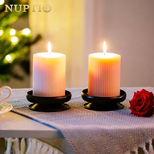 NUPTIO Black Pillar Candle Holders: Iron Spike Candle Stand 3.6" Diameter - Image 6