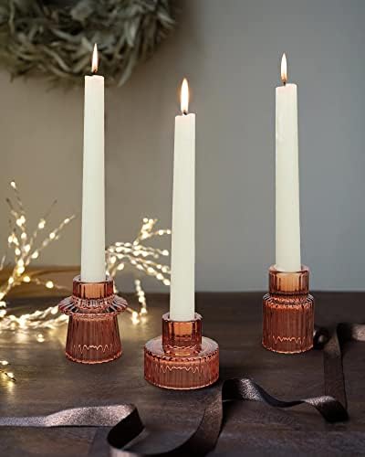 Vixdonos Glass Candlestick Holders Tealight Candle Holders for Table Centerpieces, Wedding Decor and Dinner Party (6 Pcs, Reddish Brown) - Image 6