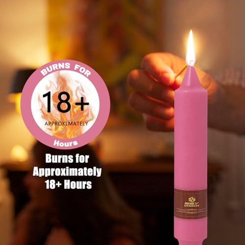 NJAO HOO Hot Pink Short Taper Candle 7 Inch Candlesticks Unscented Dripless Tapered Candle Set for Home Decor Wedding Party Dinner Candles, 4 Pack - Image 5