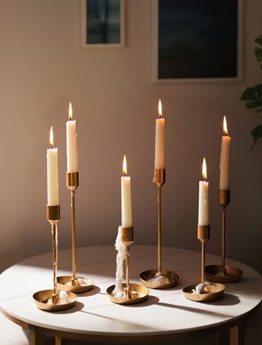 NUPTIO Taper Candle Holders for Wedding: 6 PCS Gold Matte Candles Stick Holder for Table Centerpiece - Bulk Candlestick Holders for Birthday Christmas Party Decor by Nuptio