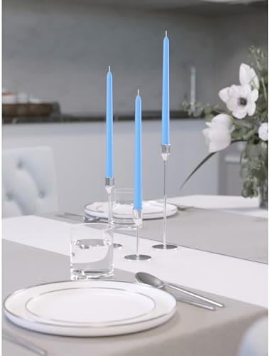 CANDWAX Light Blue 10 inch Taper Candles Set of 12 - Unscented Smokeless Dripless Tall Candlesticks - Perfect for Special Occasions, Ordinary Dinners and as Easter Candles - Light Blue Candle Sticks - Image 5