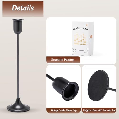 Black Taper Candle Holder 6 PCS, Vintage Candle Stick Candlestick Holders - Image 4