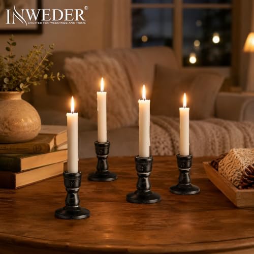Wooden Taper Candle Holders: Rustic Farmhouse Decor, Set of 4 - Image 2