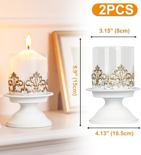 Gothic Hurricane Candle Holders for Pillar Candles, 2PCS, S+S, White - Image 2
