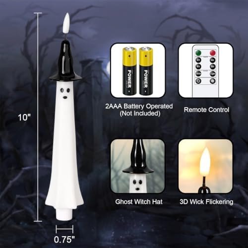Halloween Witch Flameless Taper Candles with Remote and Timer - Image 2