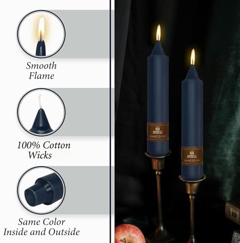 Navy Blue Green Taper Candle Candle Sticks, 7 Inch Mini Pillar Candles Taper Candles, 4PCS Handmade Unscenteds Candlesticks for Festive, Party, Spell, Wedding, Home Decor - Image 3