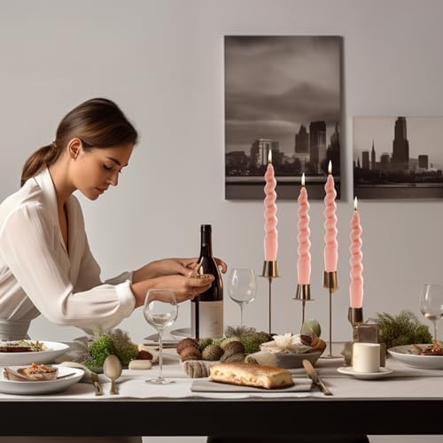 MAITREYA Mocha Beige Taper Candles Spiral Stick Candles Taper Candles-Set of 4 for Decoration Weddings Party Church-Unscented Dripless Candles,10inch(B-Mocha Beige) - Image 5
