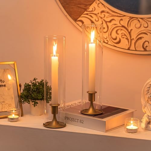 Romadedi Hurricane Candlestick Holders Gold, Taper Candle Holder, Set of 10 - Image 4