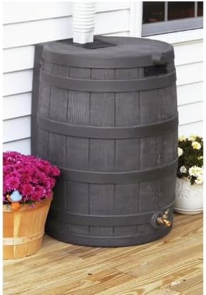 Rain Wizard, 40 Gallon Capacity, Wood Texture Design, Brass Spigot, Flat Top (Oak)