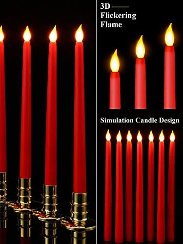 Treela Battery Operated LED Taper Candles,Basic,11 Inch,Red - Image 3
