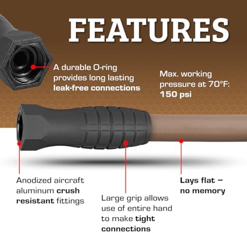 Flexzilla Colors SwivelGrip Garden Hose 5/8 in. x 50 ft., Lightweight All-Weather Water Hose, Durable and Flexible, Leak-Free Connections, Brown Mulch - Image 4